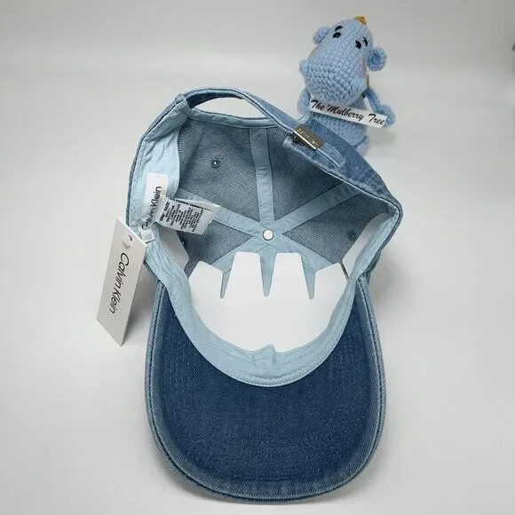 Calvin Klein CK Washed Denim Embroidered Logo Baseball Cap Unisex Hat NWT - Picture 4 of 8